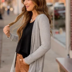 Basic Ribbed Waterfall Cardigan