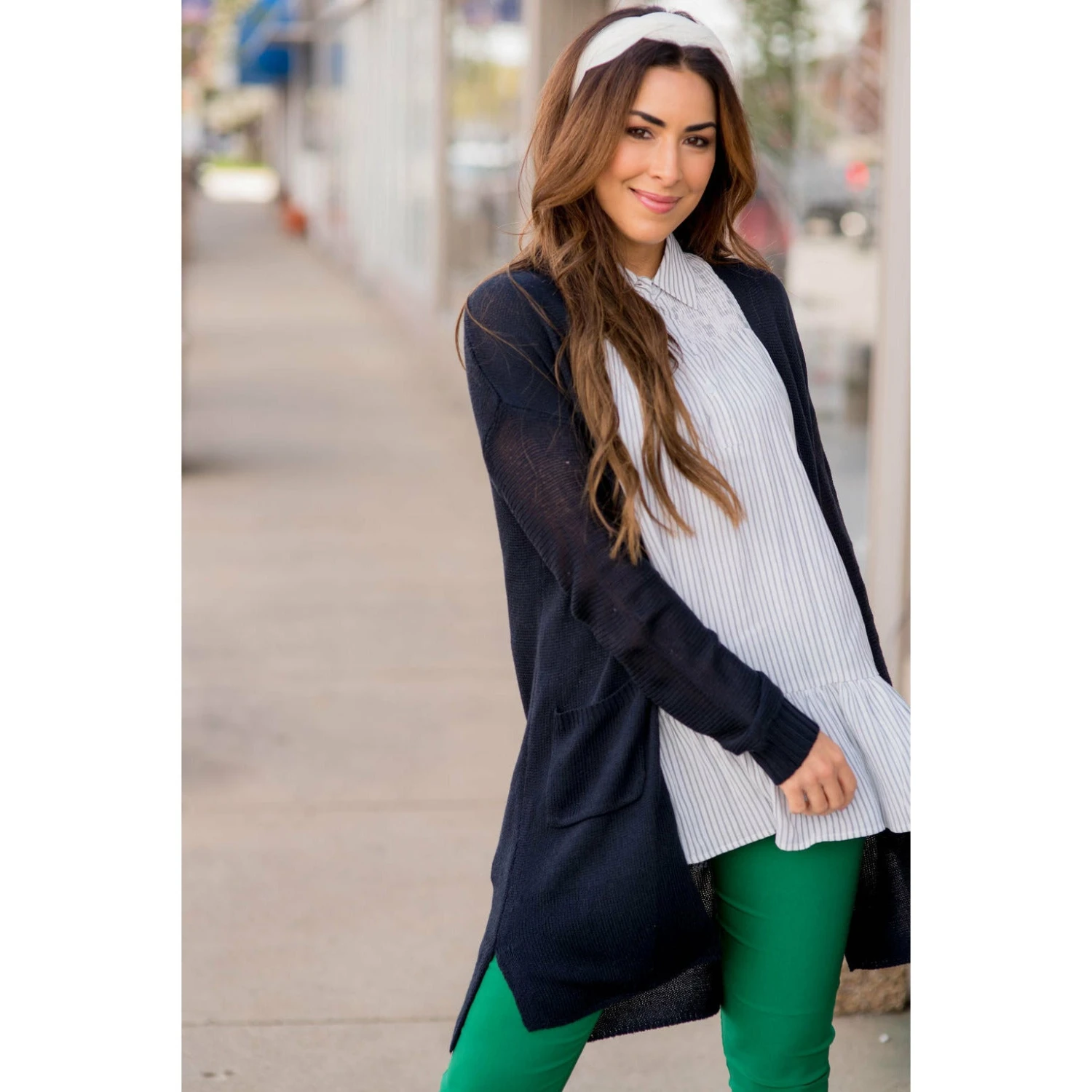 Vertical Striped Ruffle Bottom Tank Blouse 6 Vertical Striped Ruffle Bottom Tank Blouse - Image 6