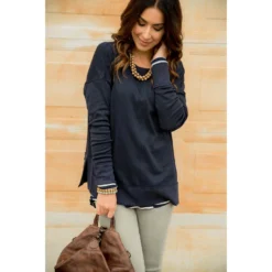 Detailed V Sweatshirt -Women's Clothing Store BB 2588