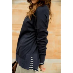 Detailed V Sweatshirt -Women's Clothing Store BB 2596