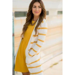Striped Butter Soft Tunic Cardigan-White -Women's Clothing Store BB 2606 eb131723 0c29 4a82 aa25 34cdc4b0b3fa