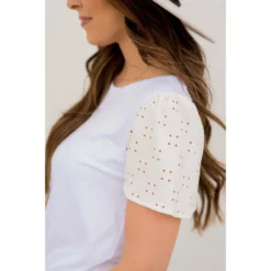 Detailed Eyelet Sleeve Tee -Women's Clothing Store BB 2638 5e54d7ab e3ce 4f89 bd6f 4c3616358c56