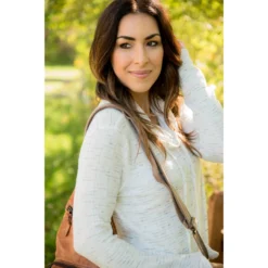 Heathered Cowl Neck Sweatshirt -Women's Clothing Store BB 2662