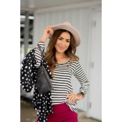 Thin Striped Long Sleeve Tee -Women's Clothing Store BB 2671 5471fdd3 f4d7 4a6a 8ac1 1d2b17db216b