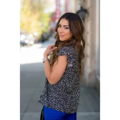 Ruffle Sleeve Mini Leopard Blouse -Women's Clothing Store BB 2679 98ff47c9 2c7b 4da0 9a47 0b00c93faf37