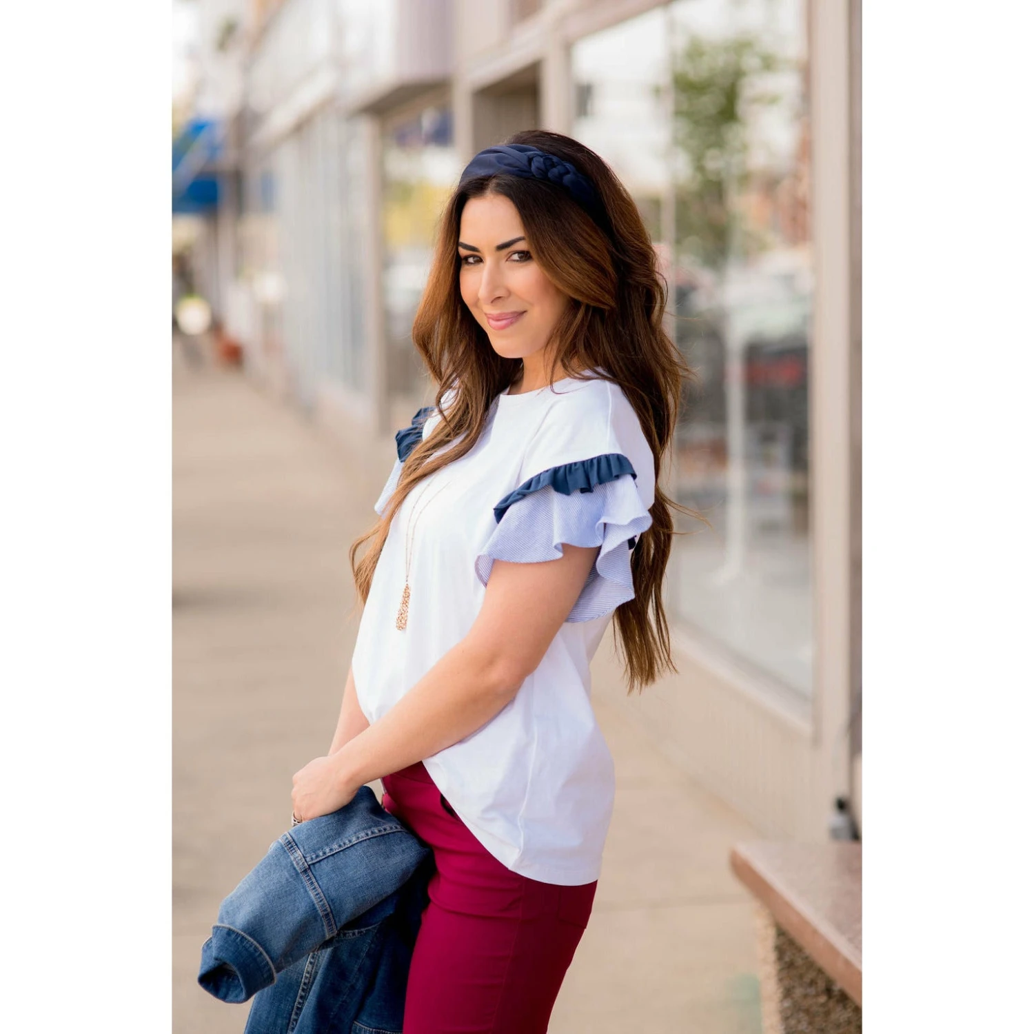 Striped Double Ruffle Accent Tee 6 Striped Double Ruffle Accent Tee - Image 6