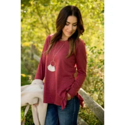Ruffle V Slit Sweatshirt -Women's Clothing Store BB 2695 a74b779b 6c73 4e36 b4c5 eab5bd194502