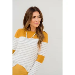 Striped Color Blocked Long Sleeve Tee -Women's Clothing Store BB 2704 aa4b94b0 04a6 4195 8d95 cb5d094663b2