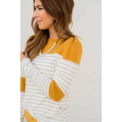 Striped Color Blocked Long Sleeve Tee -Women's Clothing Store BB 2705 e769a091 b678 4401 9daa f6bb0358a911