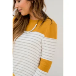 Striped Color Blocked Long Sleeve Tee -Women's Clothing Store BB 2707 4d4ce4b7 e42c 4f44 bf22 96121c77e6d0