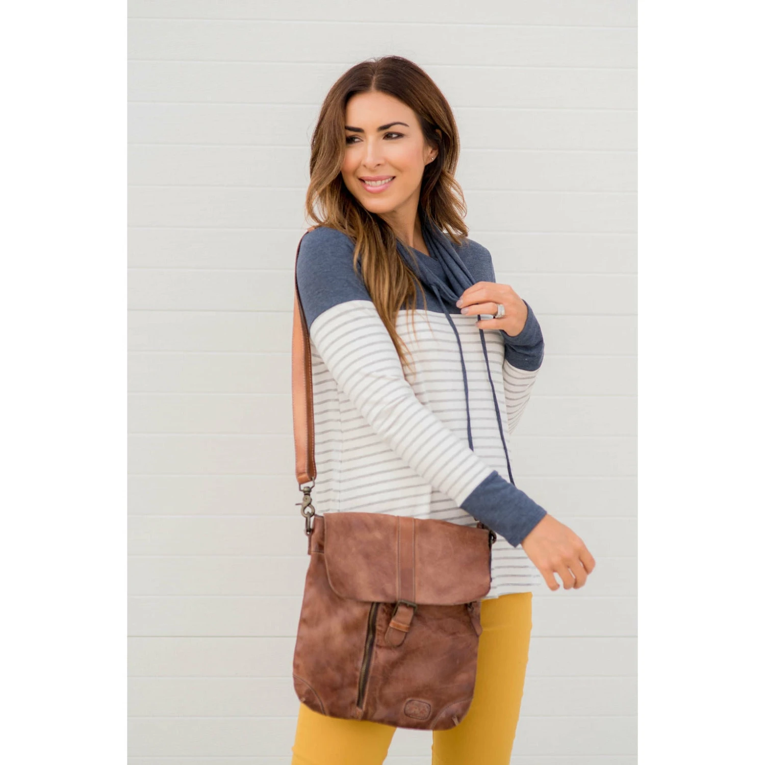 Solid Shoulder Striped Cowl Neck Sweatshirt 19 Solid Shoulder Striped Cowl Neck Sweatshirt - Image 19