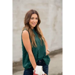 Cinched Neck Textured Dot Tank -Women's Clothing Store BB 2718 ecc0c189 da41 42e9 bafa 0f4c074cdfaa