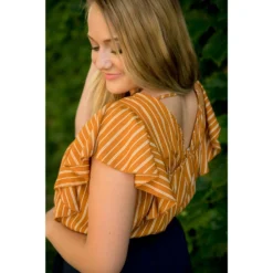 Vertical Striped Ruffle Blouse -Women's Clothing Store BB 2719 scaled 155390