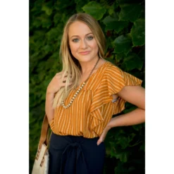 Vertical Striped Ruffle Blouse -Women's Clothing Store BB 2721 scaled 107107