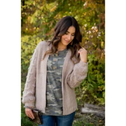 Knitted Detailed Sleeve Cardigan -Women's Clothing Store BB 2724 10e30b87 04db 4c31 8832 2c07f66ff96f