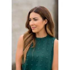 Cinched Neck Textured Dot Tank -Women's Clothing Store BB 2724 ba5ebb6e b353 43c7 bd6c a302dada8c79