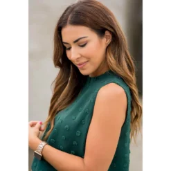 Cinched Neck Textured Dot Tank -Women's Clothing Store BB 2725 99721831 419d 4fe9 94ec 5f9da880c57d