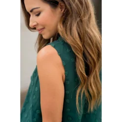 Cinched Neck Textured Dot Tank -Women's Clothing Store BB 2730 8220d359 74e8 48e4 93fe 3cc360f39dec