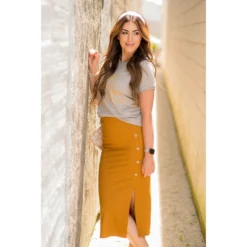 Button Accent Side Slit Midi Skirt 25 Button Accent Side Slit Midi Skirt -Women's Clothing Store BB 2736 78b416e3 7af8 4e20 947b beb5172abc59