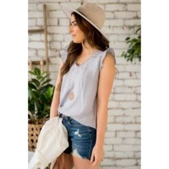 Diamond Cut Out Ruffle Trim Tank -Women's Clothing Store BB 2737 d205443a 4a3b 4b6c 9d36 2703cbbc4042