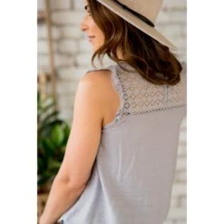 Diamond Cut Out Ruffle Trim Tank -Women's Clothing Store BB 2739 1d6f40d1 eed0 42ed a8ea 239f3e47d34e