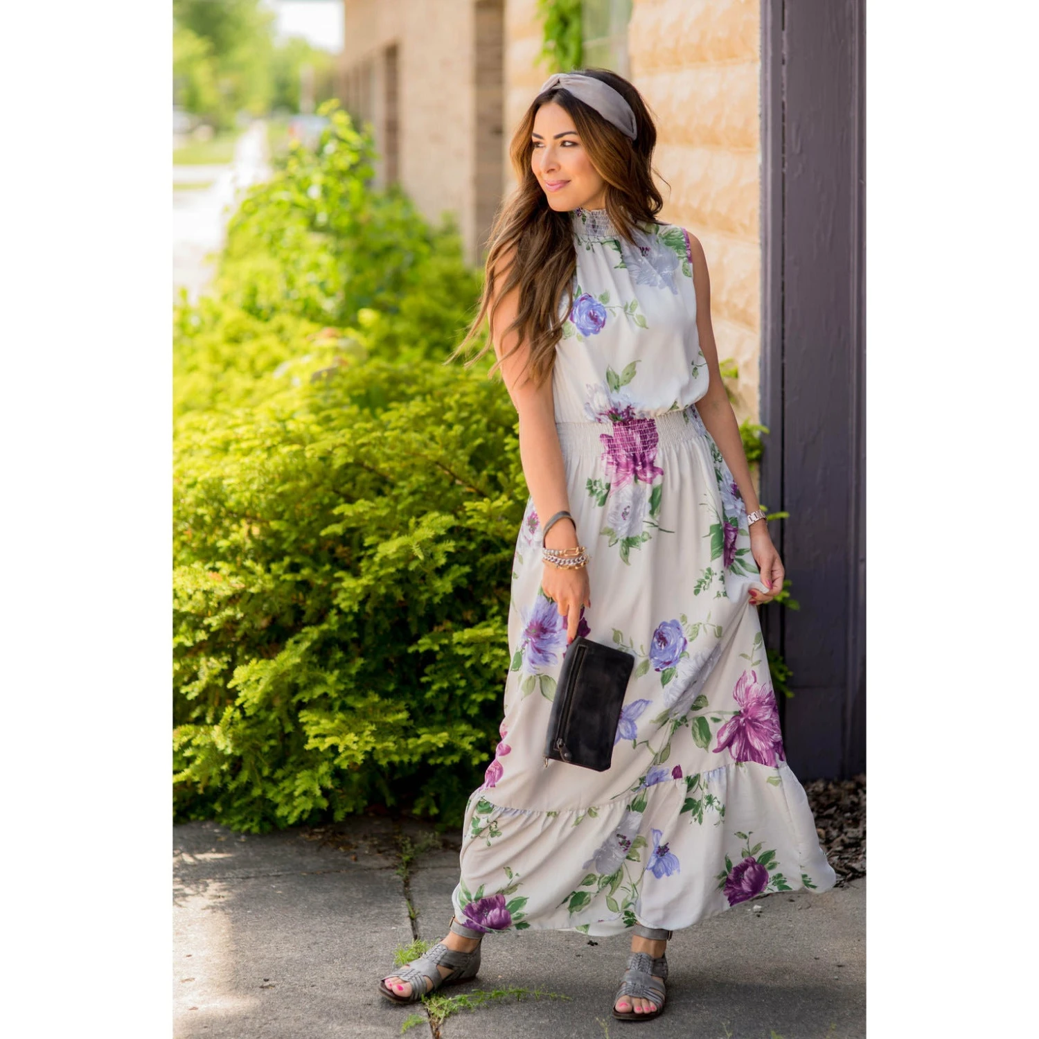 Large Floral Ruffle Trim Tank Maxi 2 Large Floral Ruffle Trim Tank Maxi - Image 2