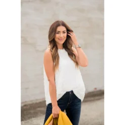 Cinched Neck Textured Dot Tank -Women's Clothing Store BB 2785 a7ef69ce 7126 430b 97cb a1a48f5e45b6