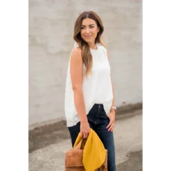 Cinched Neck Textured Dot Tank -Women's Clothing Store BB 2795 36ab5648 ef52 400d 9b23 384dc862d639