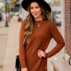 Four Side Button Mid Seam Sweater