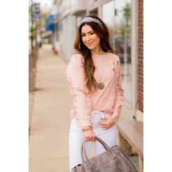Double Ruffle Trimmed Sweatshirt -Women's Clothing Store BB 2819 d3efc2a4 ebd0 4660 8365 e8267f19fc4e