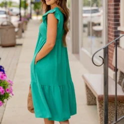 Ruffle Bottom V Midi Dress -Women's Clothing Store BB 2824 2c83c456 f715 4ddb 8cc7 09372793e6fa 508642