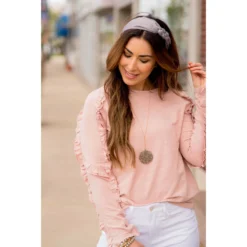 Double Ruffle Trimmed Sweatshirt -Women's Clothing Store BB 2824 db69f2ed bbfc 4ff2 8140 3e3c364c6cef