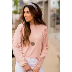 Double Ruffle Trimmed Sweatshirt -Women's Clothing Store BB 2826 b1495fa0 bd78 4470 af7d 022c835b1525