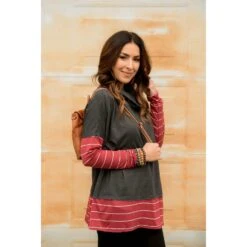 Hint Of Stripes Cowl Neck 22 Hint Of Stripes Cowl Neck -Women's Clothing Store BB 2828