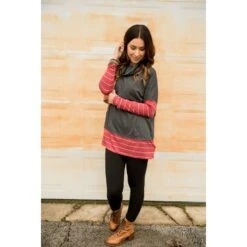 Hint Of Stripes Cowl Neck 24 Hint Of Stripes Cowl Neck -Women's Clothing Store BB 2834