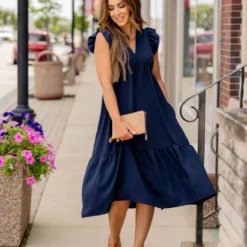 Ruffle Bottom V Midi Dress -Women's Clothing Store BB 2840 77ae3b8f 1cb0 492a afe5 83f408b2e4bd 754869