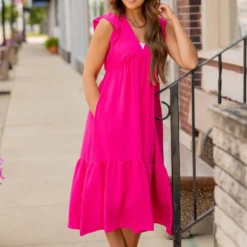 Ruffle Bottom V Midi Dress -Women's Clothing Store BB 2857 b5cf45c9 b29c 4f10 a161 3c69dca104ed 311718