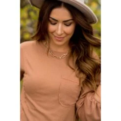 Thermal & Raw Edged Pocket Tee -Women's Clothing Store BB 2869 1d2347ce a8a6 45d3 88e4 75fa00e1467c