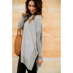 Hint Of Stripes Faux Poncho -Women's Clothing Store BB 2870 40484e5e 8b04 4751 8d02 eb05cabaa52e