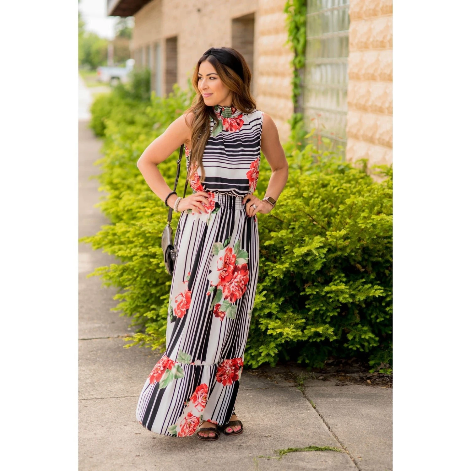 Floral Striped Ruffle Trim Tank Maxi 1 Floral Striped Ruffle Trim Tank Maxi