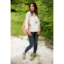 Ruffled Up 3/4 Sleeve Blouse -Women's Clothing Store BB 2879