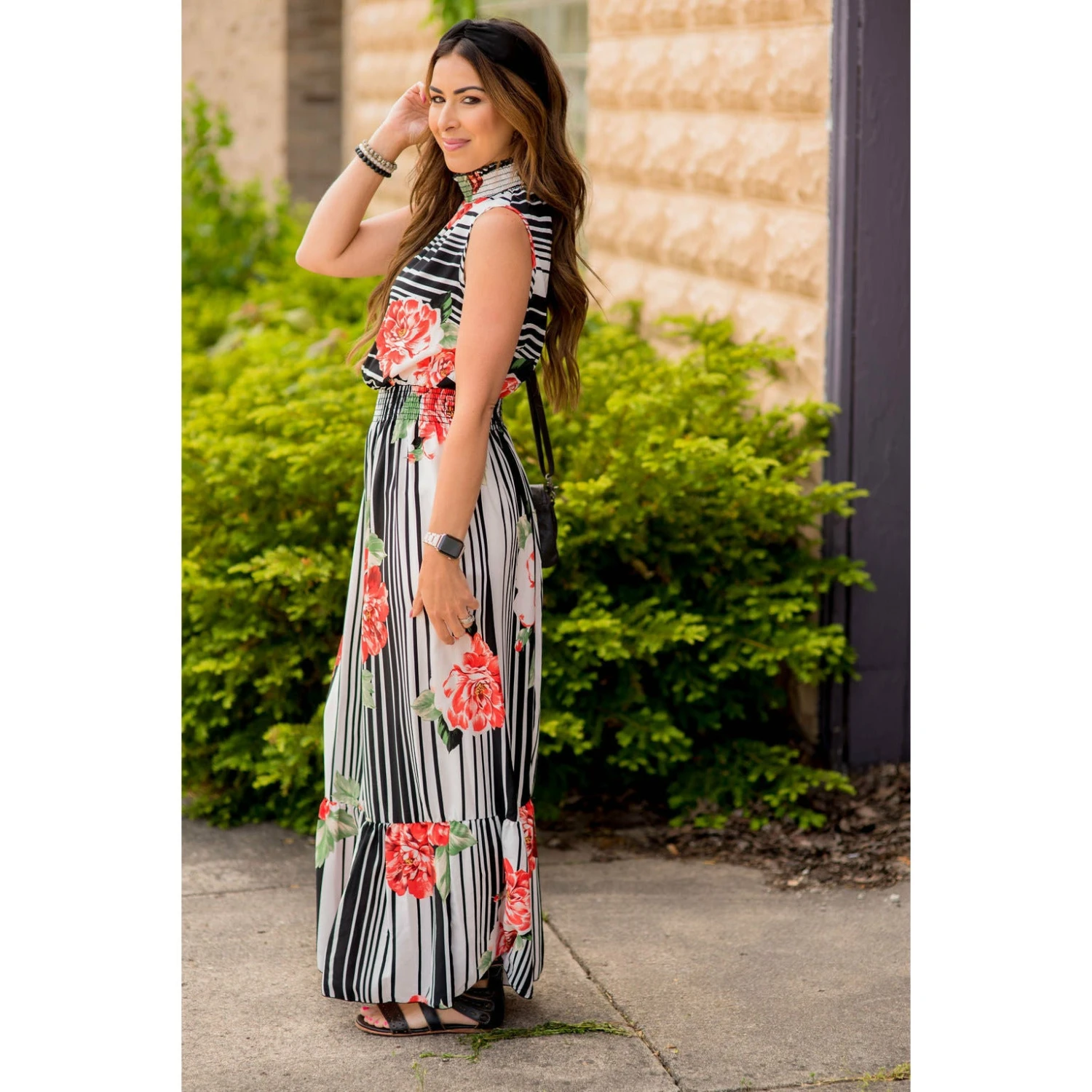 Floral Striped Ruffle Trim Tank Maxi 2 Floral Striped Ruffle Trim Tank Maxi - Image 2