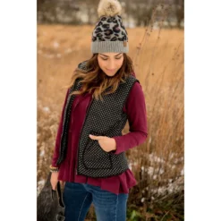 Solid Outlined Polka Dot Vest 23 Solid Outlined Polka Dot Vest -Women's Clothing Store BB 2909