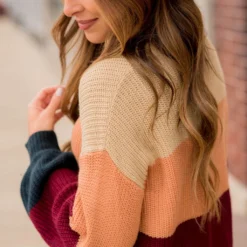 Knit Color Blocked Sweater -Women's Clothing Store BB 2918 e339e853 adaf 4887 99ba 7e8219ee72b1