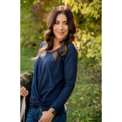 Long Sleeve Front Knot Tee -Women's Clothing Store BB 2926