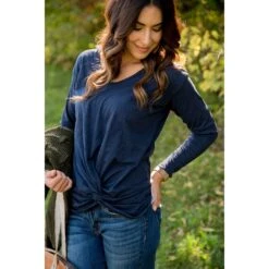 Long Sleeve Front Knot Tee -Women's Clothing Store BB 2928 5a929850 aca5 42f9 a294 1c9da6a3252d