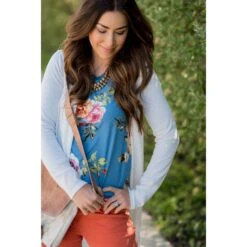 Perry Blue Floral Baseball Tee -Women's Clothing Store BB 2935 01120a24 30c4 489b bce5 526de613a585