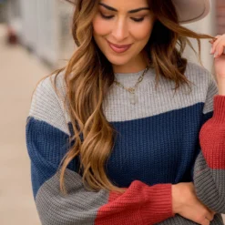 Knit Color Blocked Sweater -Women's Clothing Store BB 2963 Copy bdb97060 0547 45e4 9402 4570e37b1eb8