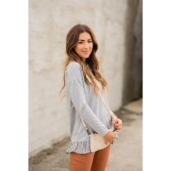 Striped Ruffle Bottom Long Sleeve Tee -Women's Clothing Store BB 2979 650cf22c b1b4 45b8 9688 6c1f27c58ae8