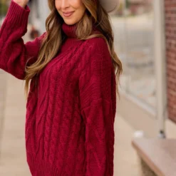 Turtle Neck Scalloped Bottom Sweater -Women's Clothing Store BB 2986 Copy 611427